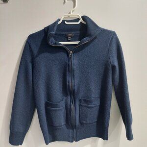 J. Crew Full-Zip Sweater Jacket In 100% Merino Wool Women's S, Navy